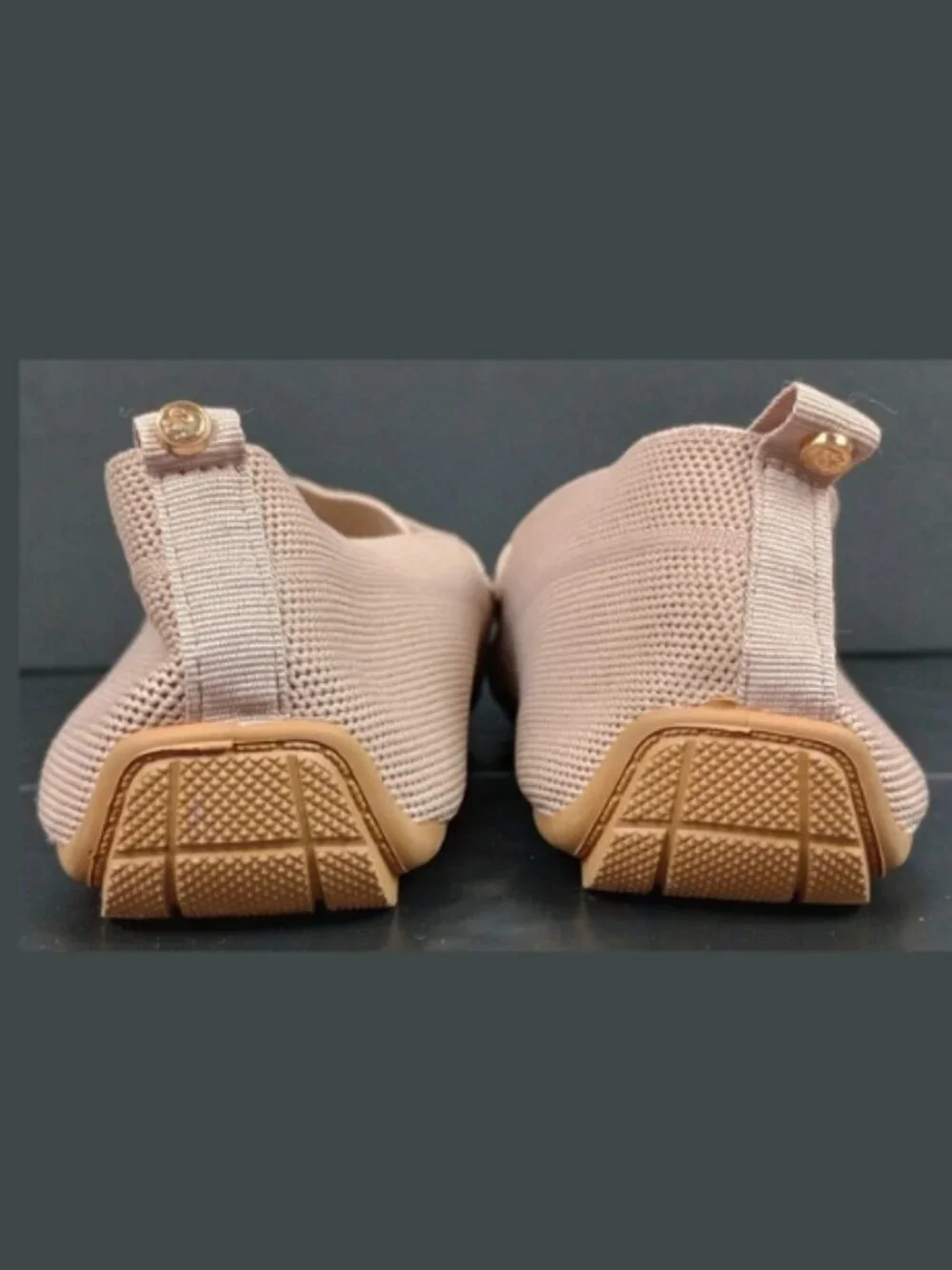 Gloria Vanderbilt Womens 10 Pink Nude Knit Mesh Slip On Penny Loafer Flats Shoes